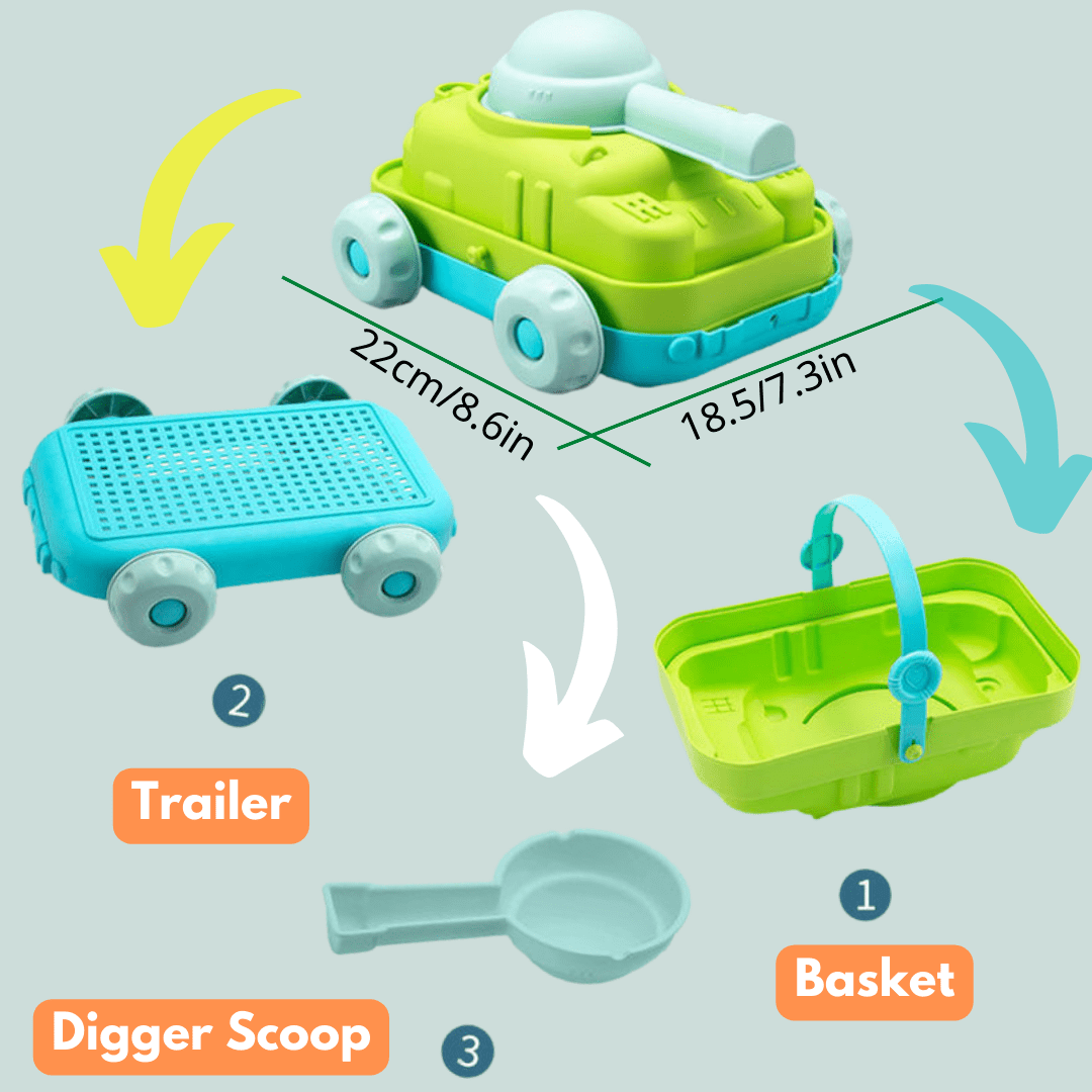 Dinosaur Sand Toys Beach Toys Set with Molds Digger Scoop Shovel Rake Truck