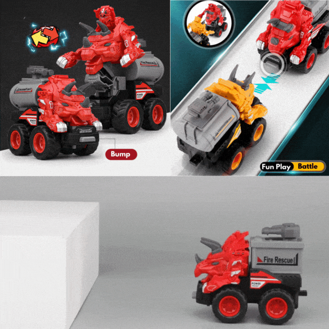 5 in 1 Dinosaur Engineering Truck Transform Robot Play Vehicles Toys Gift for Age 4-9
