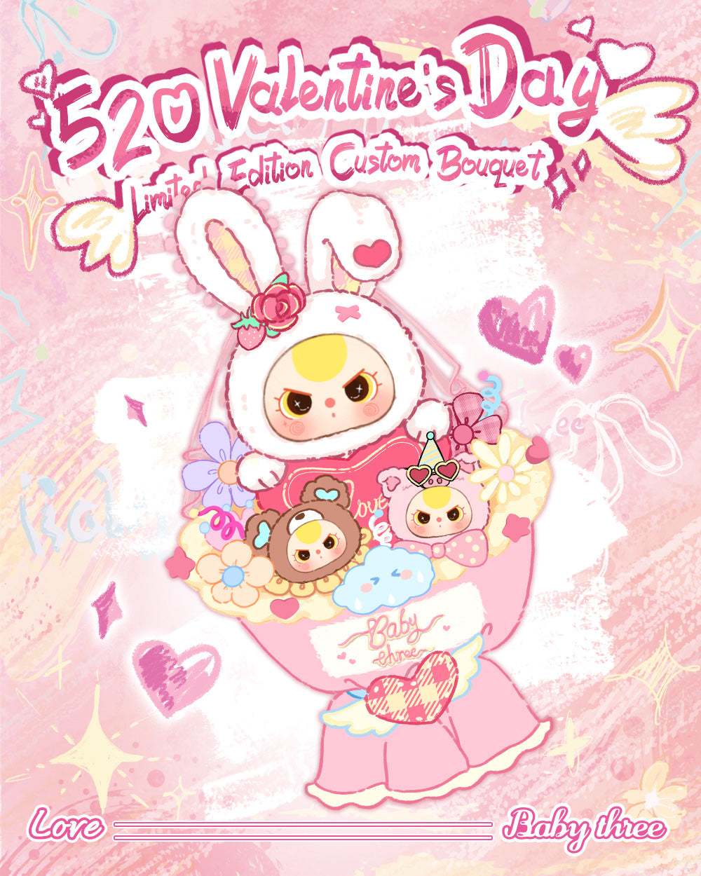 Baby Three 520 Valentine's Day limited edition custom bouquet