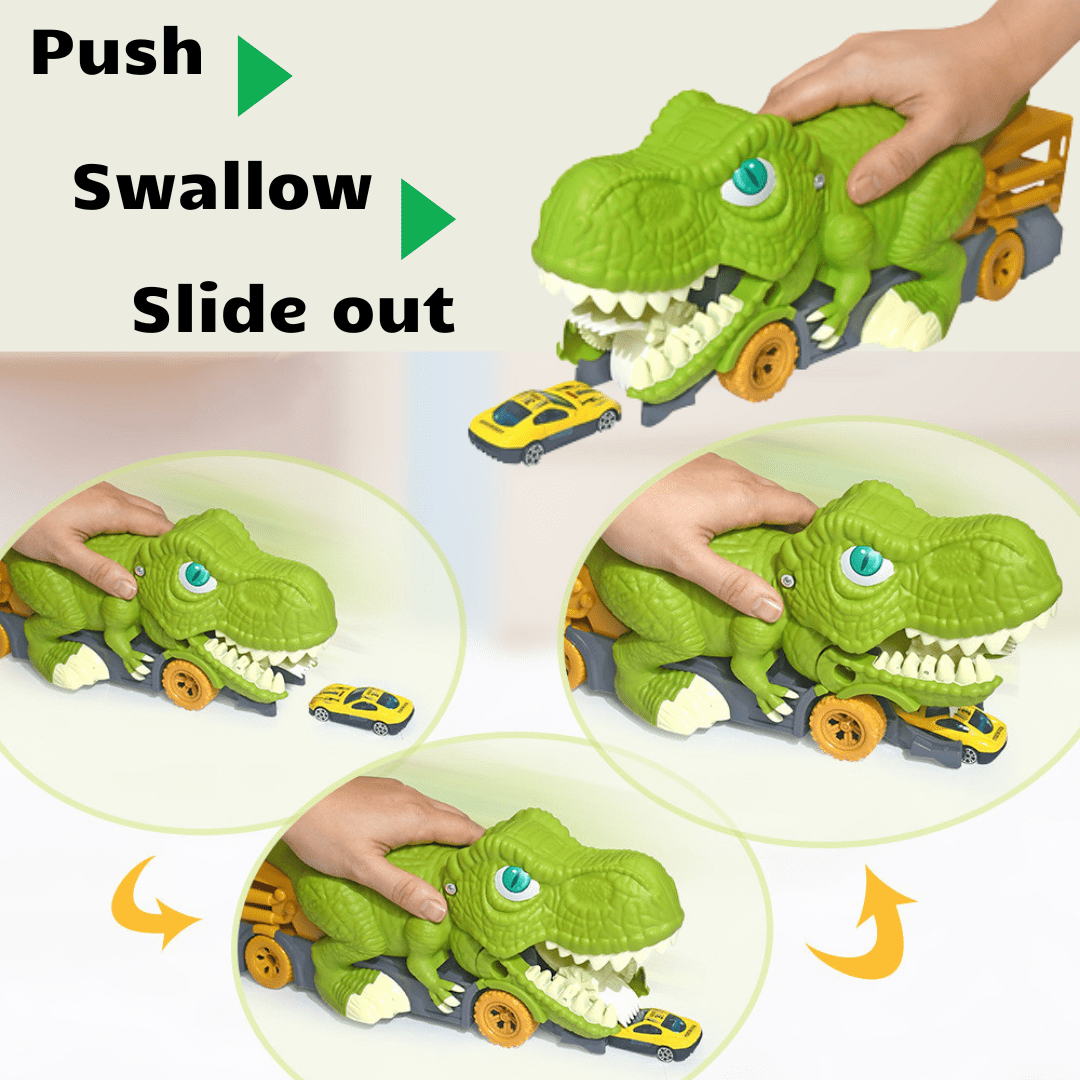 Dinosaur Devouring Truck with 12 Alloy Cars TRex Inertial Car Toy Gift for Kids