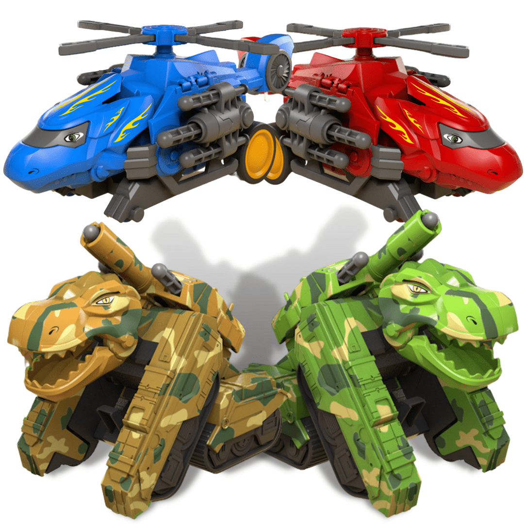 Transforming Military Dinosaur Tank and Aircraft Fire Bullet Inertial Truck Toy for Kids