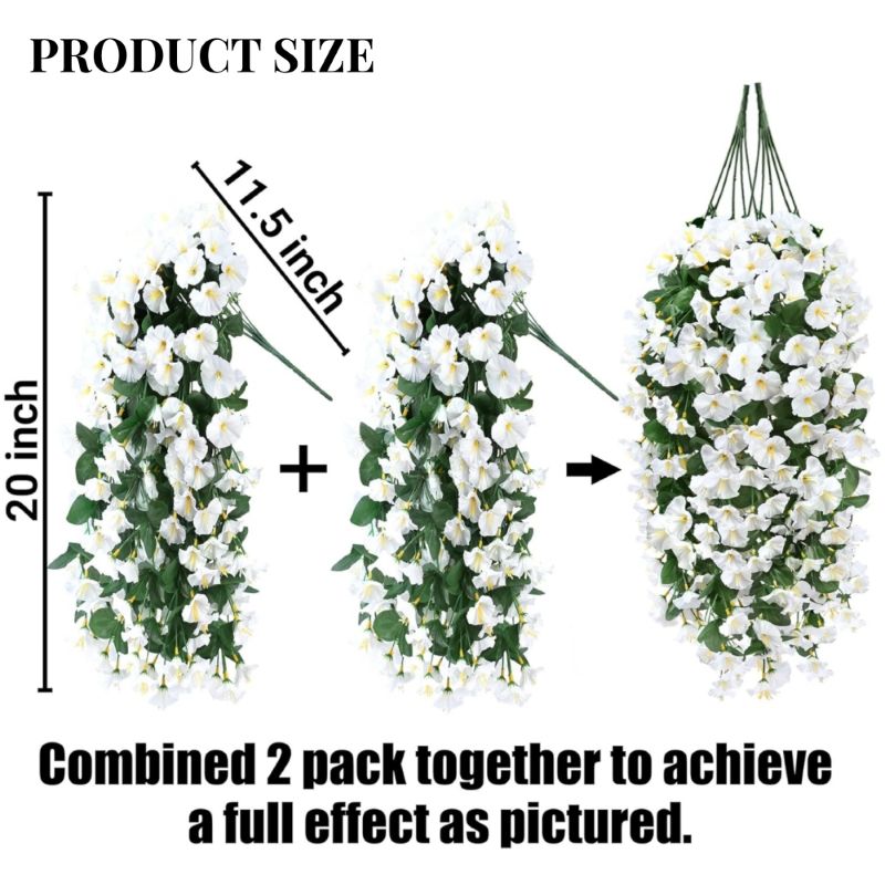 Artificial Faux Hanging Flowers Plants - UV resistant, Waterproof, Windproof