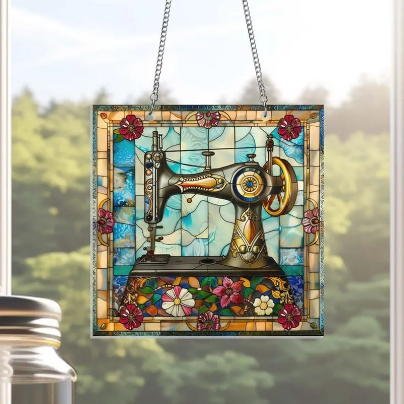 Cute Sewing Machine Suncatcher Ornament