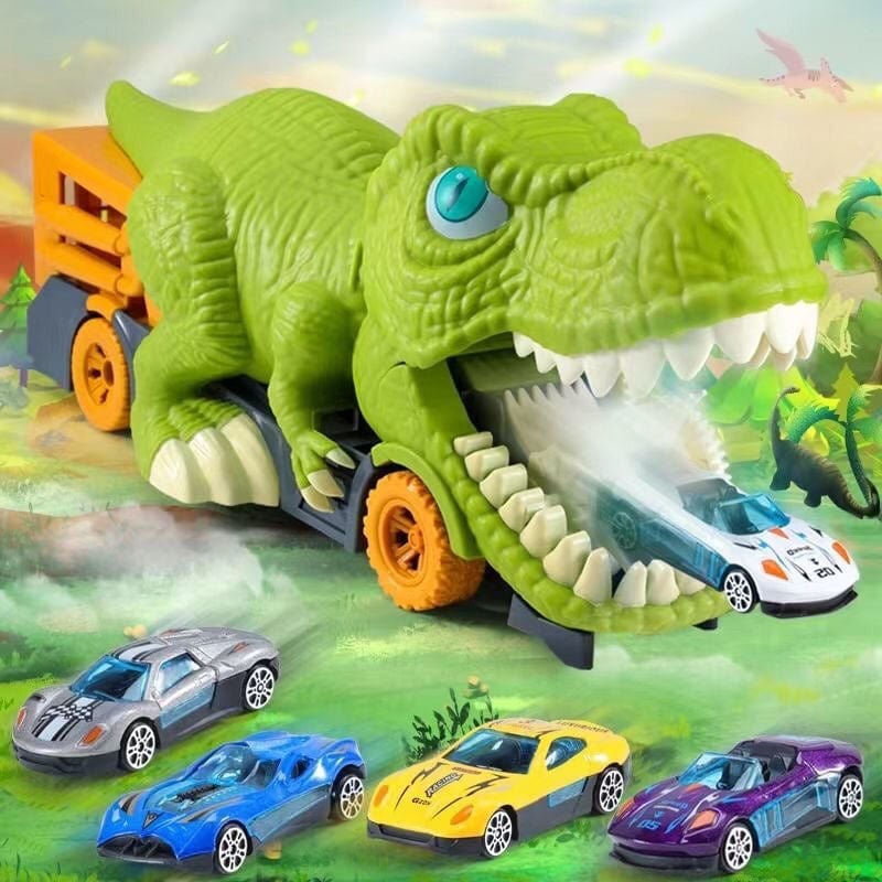 Dinosaur Devouring Truck with 12 Alloy Cars TRex Inertial Car Toy Gift for Kids