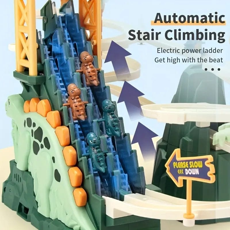Dinosaur Climbing Stairs Toy - Slide Track, Light & Music