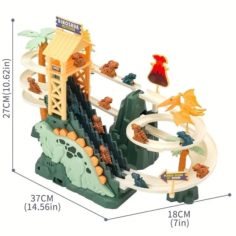 Dinosaur Climbing Stairs Toy - Slide Track, Light & Music