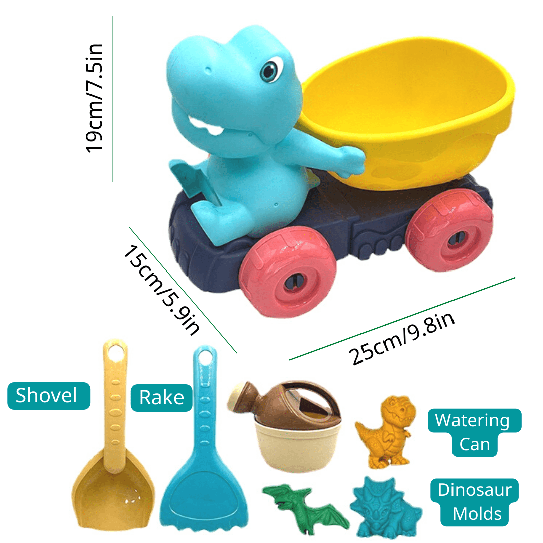 Dinosaur Sand Toys Beach Toys Set with Molds Digger Scoop Shovel Rake Truck