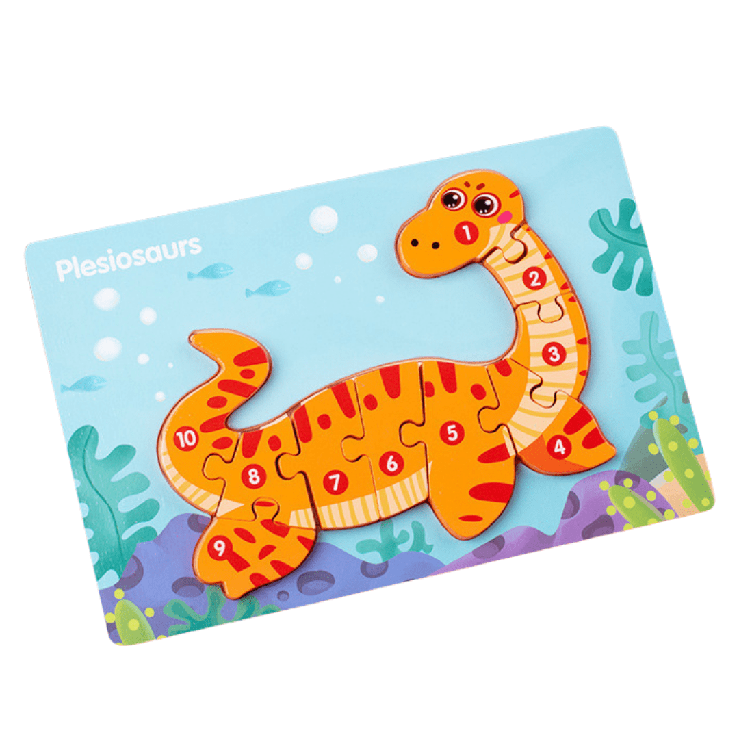 10 Pcs Dinosaur Wooden Number Puzzle for Kids 2-6 Years Old Educational Toy