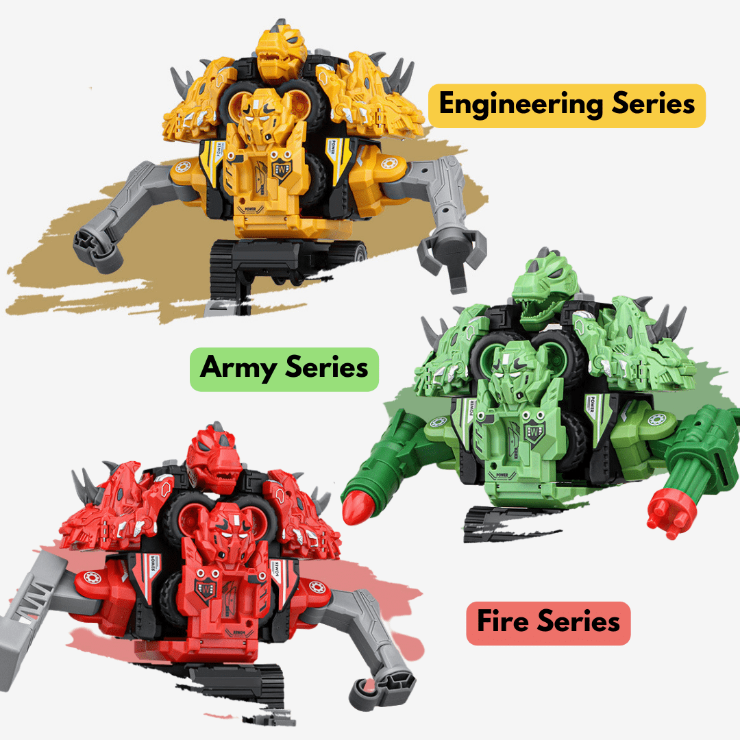 5 in 1 Dinosaur Engineering Truck Transform Robot Play Vehicles Toys Gift for Age 4-9