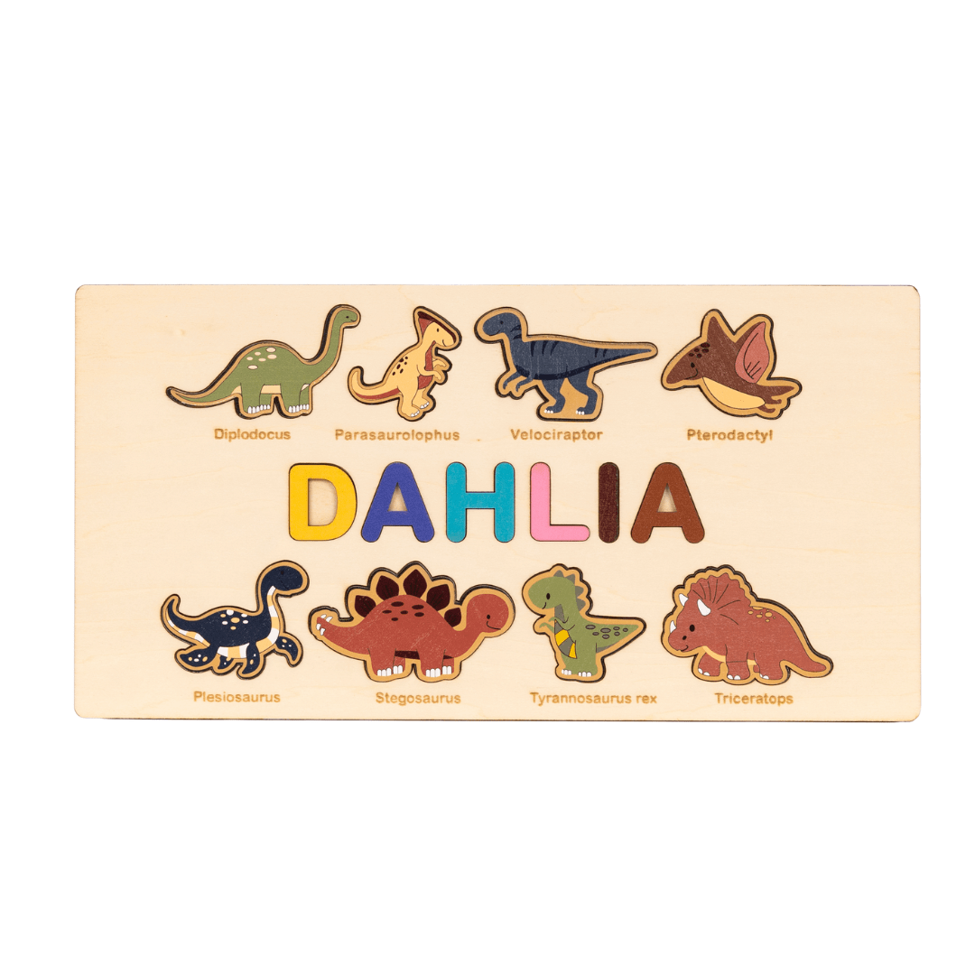 Personalized Name Alphabet Wooden Puzzle Dinosaur Number Jigsaw Gift Toy
