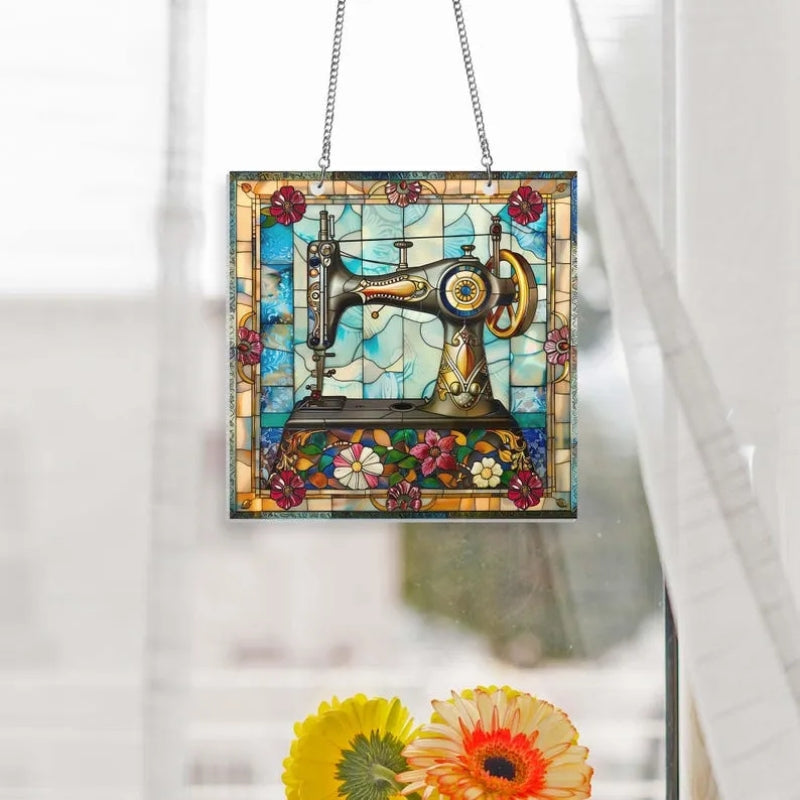 Cute Sewing Machine Suncatcher Ornament