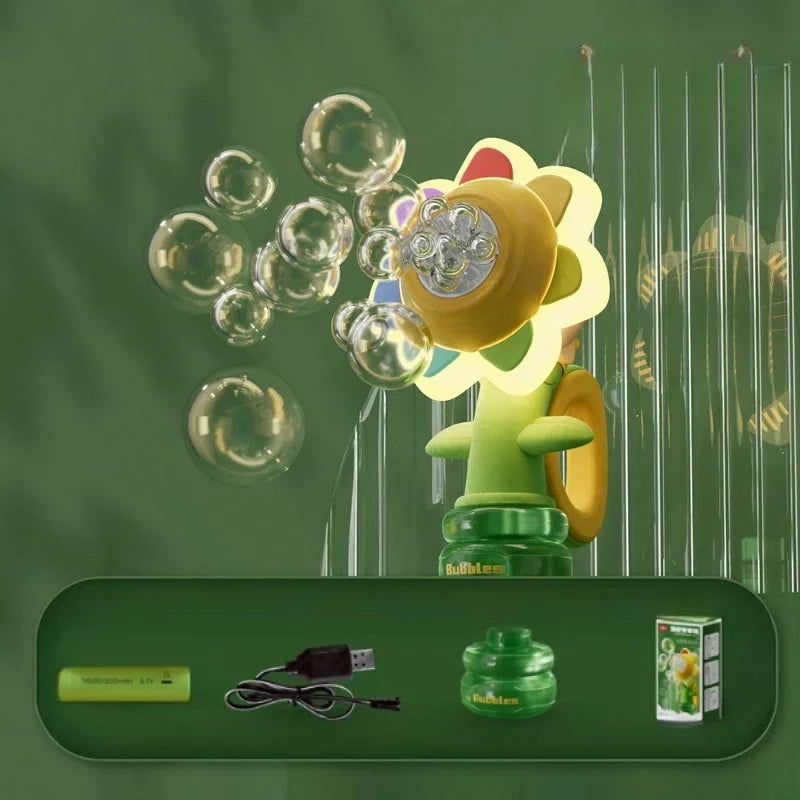 Electric Sunflower Shakes Head Dancing Bubble Machine Toy