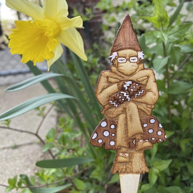Bern in a fern 🍄Grumpy Bernie Gnome Plant / Garden Wood Stake