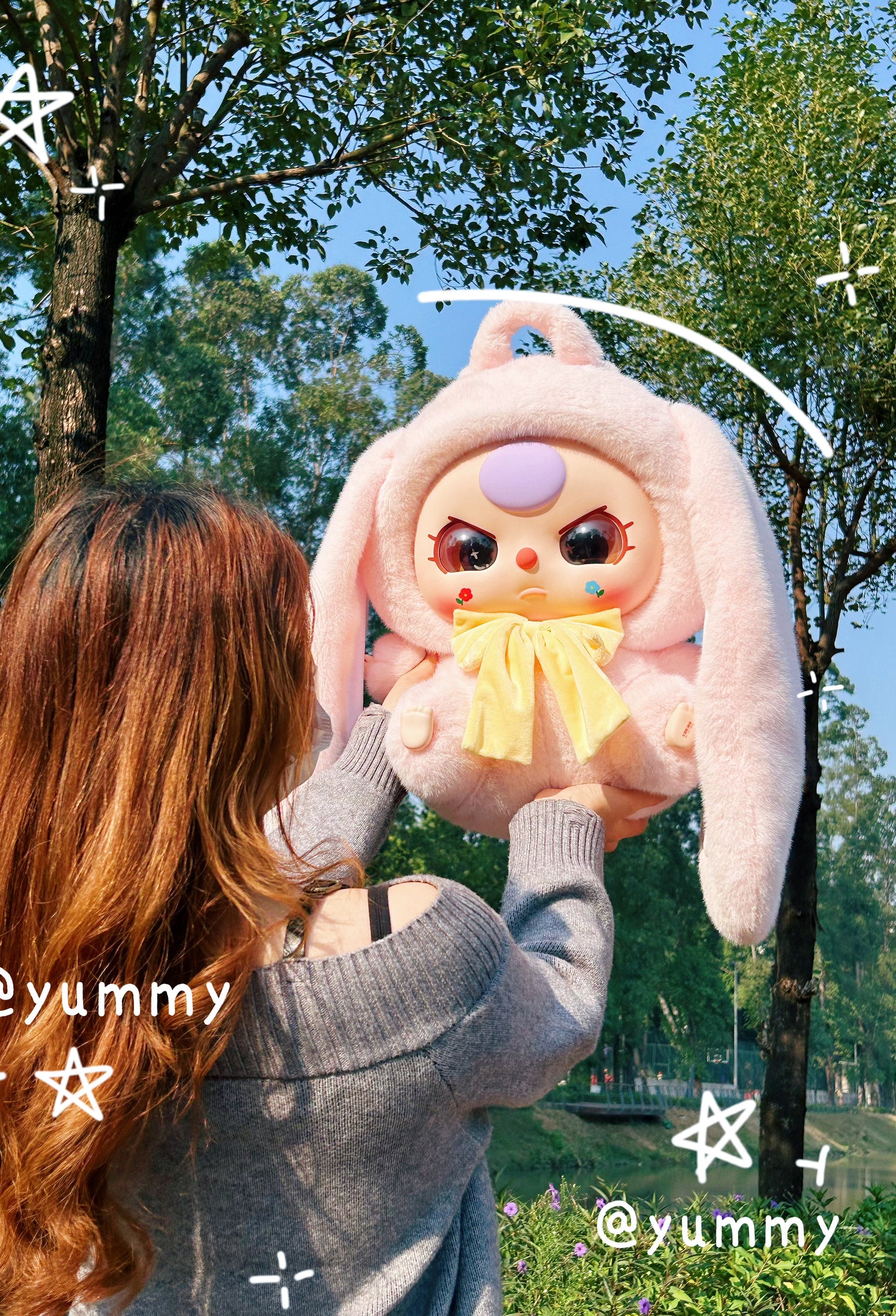 Baby Three Rabbit Plush School Bag Lucky Bag