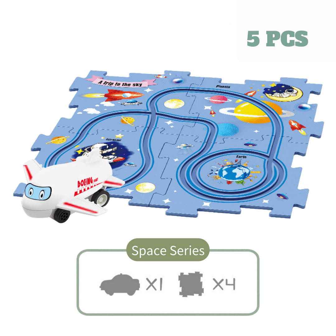 DIY Jigsaw Puzzle wtih Automatic Track Car Scene Toy for 3-7 Year Old Child