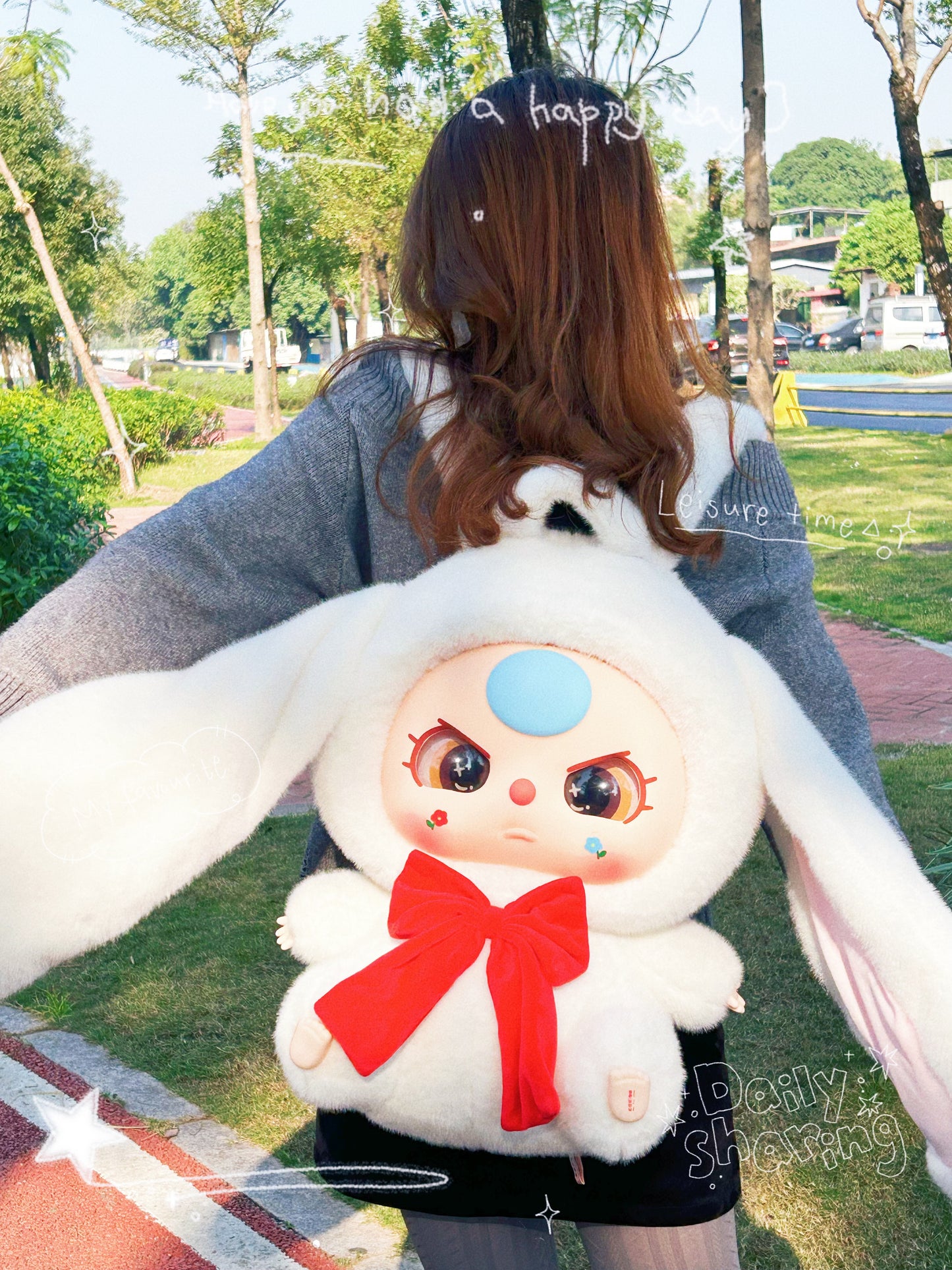 Baby Three Rabbit Plush School Bag Lucky Bag