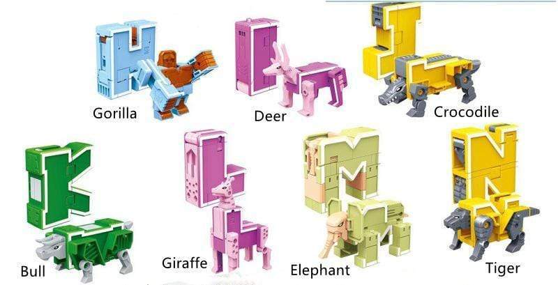 Transform Animal Dinosaur Robots Alphabet Action Figures Preschool Educational Toys for Kids
