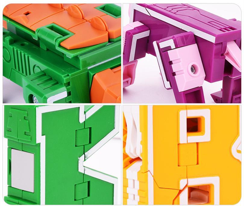 Transform Animal Dinosaur Robots Alphabet Action Figures Preschool Educational Toys for Kids