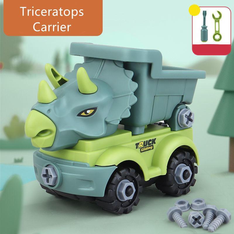 Inertial Take Apart Construction Dinosaur Truck Car T Rex Triceratops Excavator Toy for Kids
