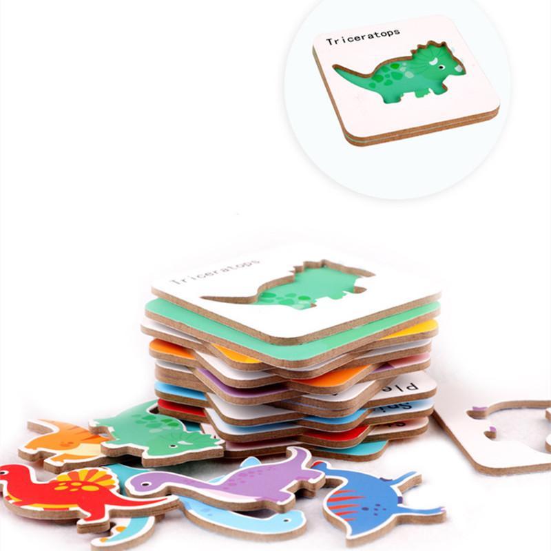 Guess Who I Am Dinosaur Matching Cards Jigsaw Puzzle Kids Early Learning Cognitive Toys