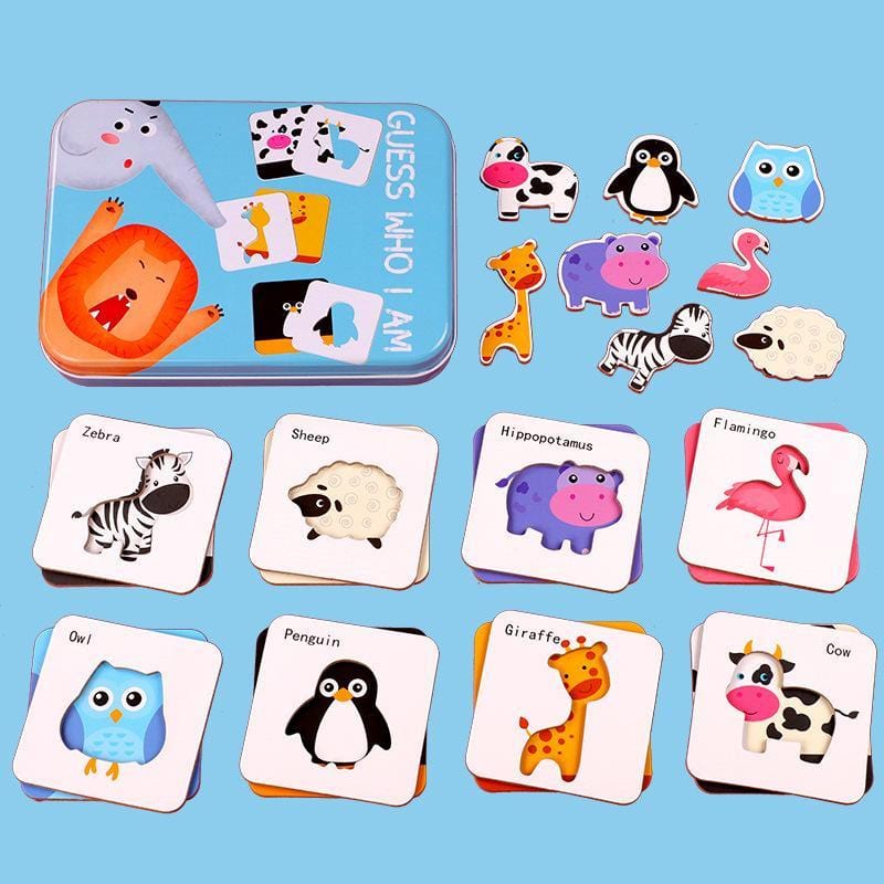 Guess Who I Am Dinosaur Matching Cards Jigsaw Puzzle Kids Early Learning Cognitive Toys