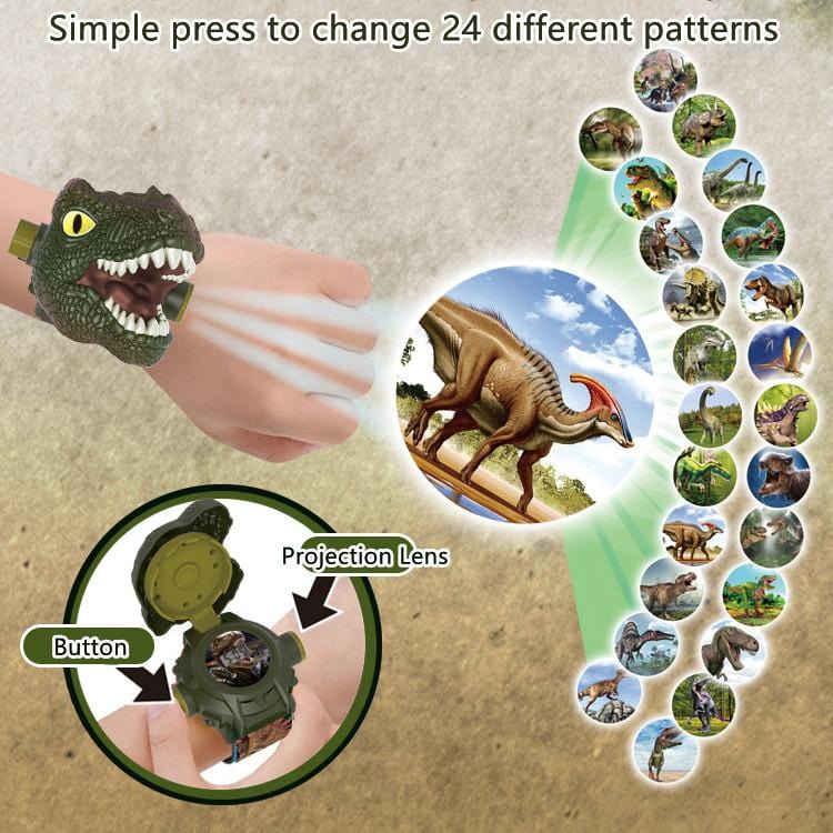 Dinosaur Flip Top Watch with Slide Projector 24 Species Pattern Educational Learning Toy