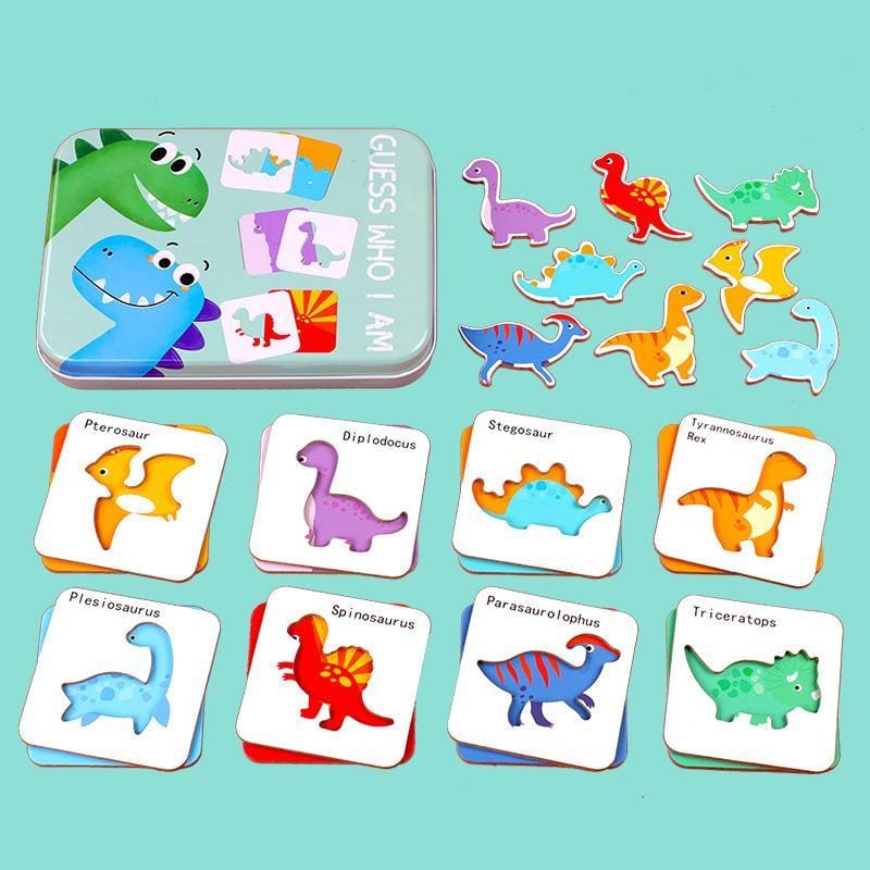 Guess Who I Am Dinosaur Matching Cards Jigsaw Puzzle Kids Early Learning Cognitive Toys