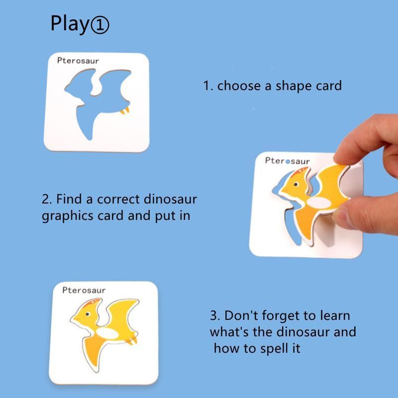 Guess Who I Am Dinosaur Matching Cards Jigsaw Puzzle Kids Early Learning Cognitive Toys