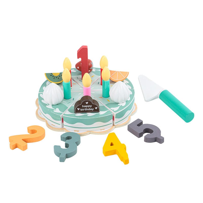 Wooden Birthday Cake Toy (1-5 Years) with Dinosaur Candles
