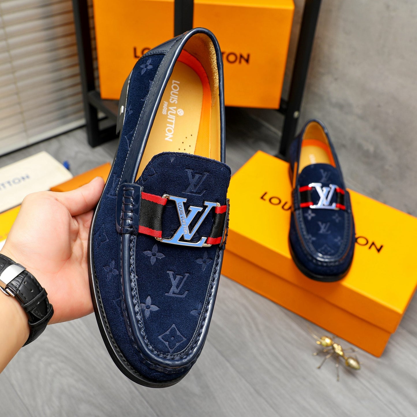 Lvv suede printed cowhide upper leather shoes 0725073008