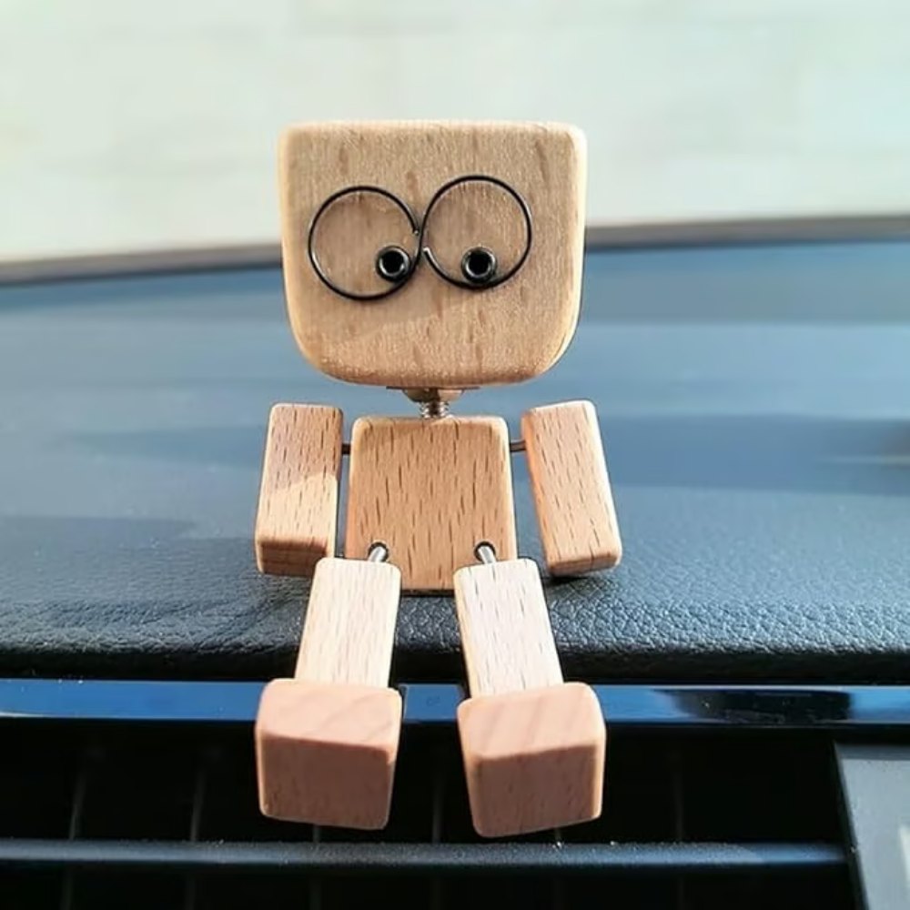 Charming Little Wooden Figure That Sways with 12PCS Magnetic Expressions