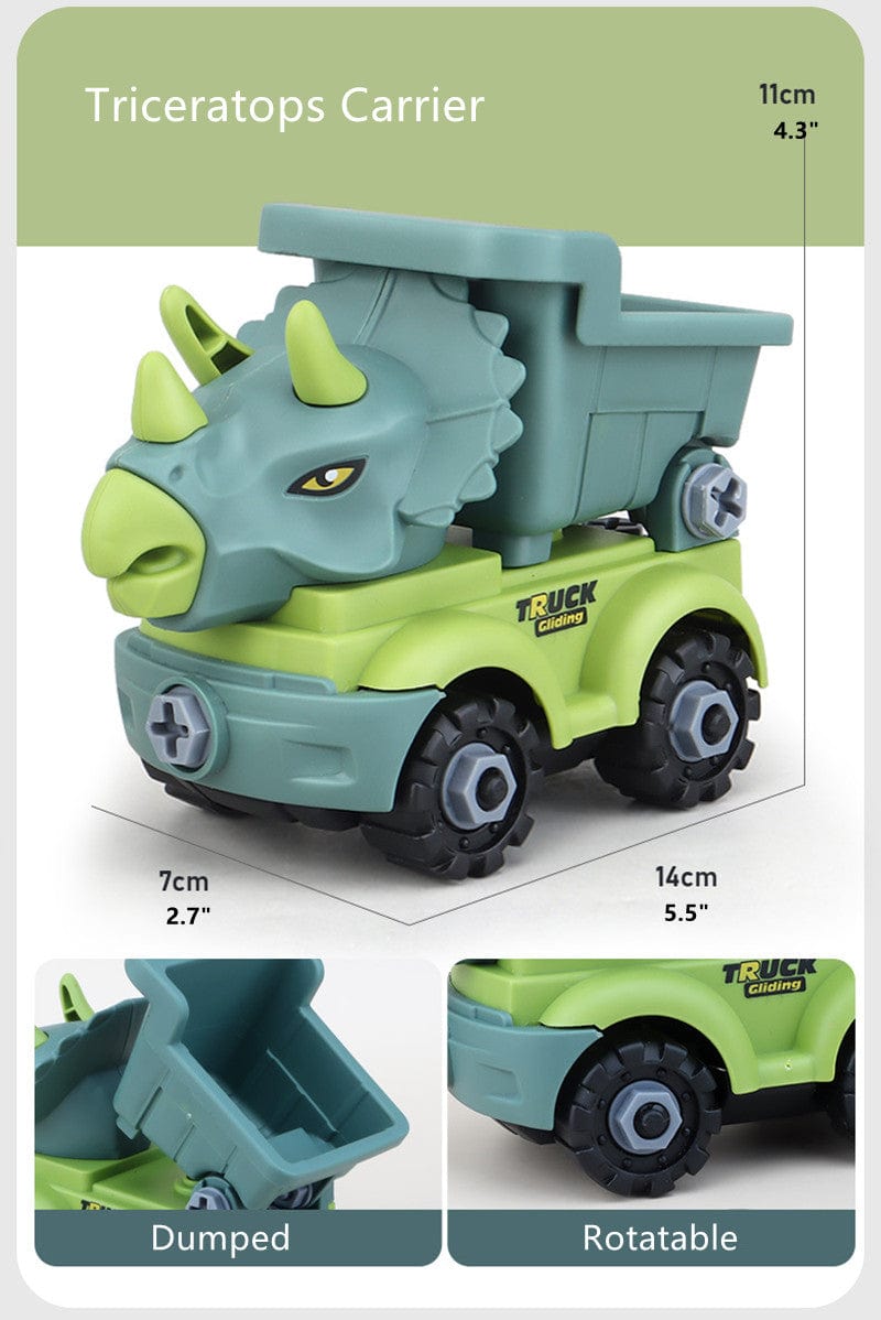 Inertial Take Apart Construction Dinosaur Truck Car T Rex Triceratops Excavator Toy for Kids