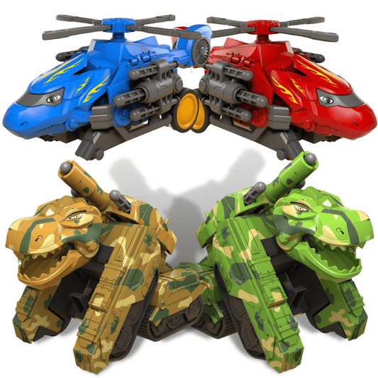 Transforming Military Dinosaur Tank and Aircraft Fire Bullet Inertial Truck Toy for Kids