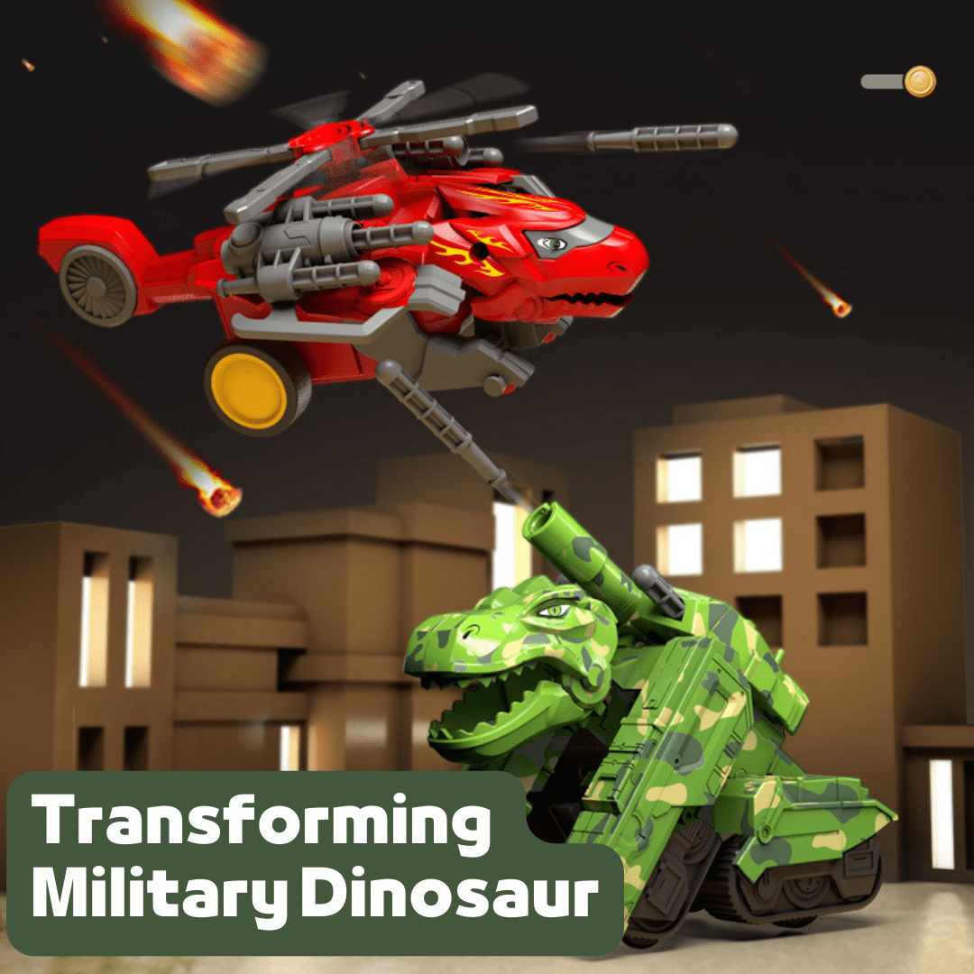 Transforming Military Dinosaur Tank and Aircraft Fire Bullet Inertial Truck Toy for Kids