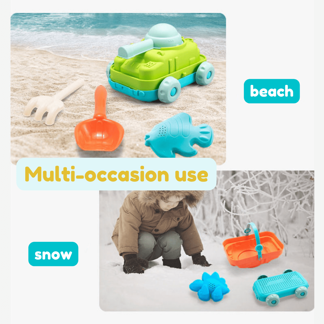 Dinosaur Sand Toys Beach Toys Set with Molds Digger Scoop Shovel Rake Truck