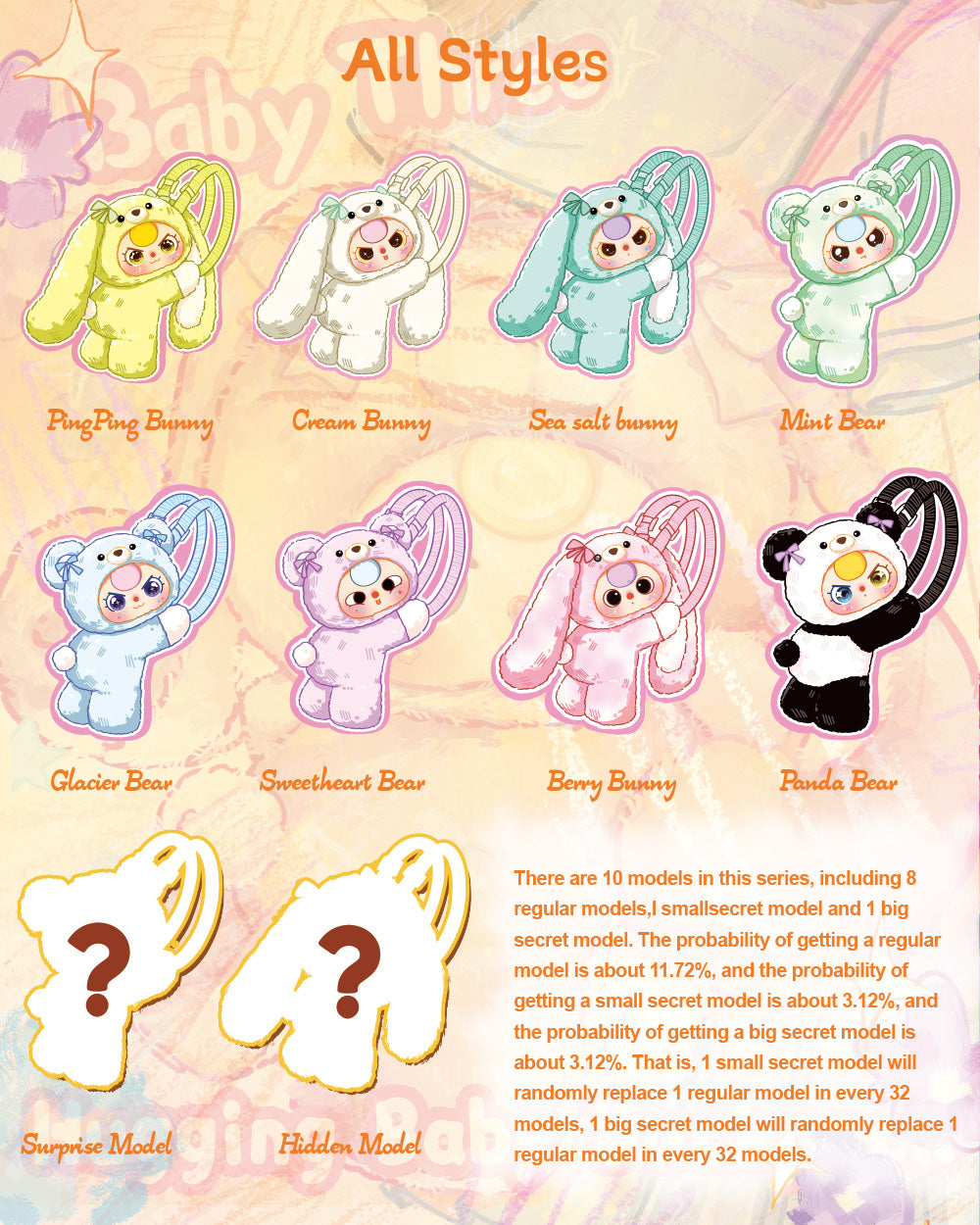 Baby Three - Hugging Baby Backpack Plush Blind Box
