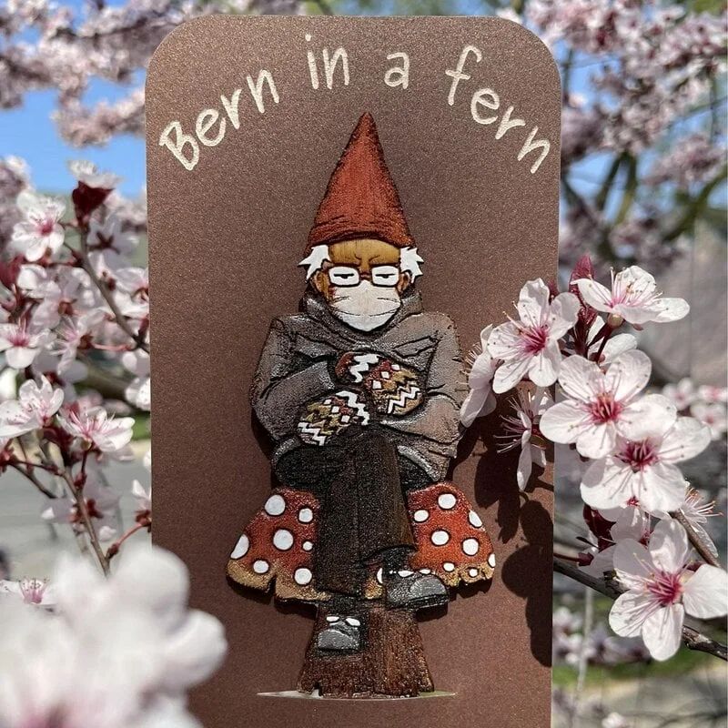 Bern in a fern 🍄Grumpy Bernie Gnome Plant / Garden Wood Stake
