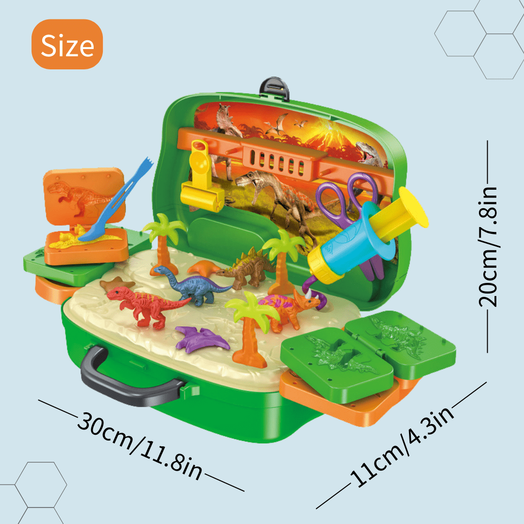 24 PCS Dinosaur Play Dough Kit with 8 Colors Mud, Tools, Creation Toys for Kids