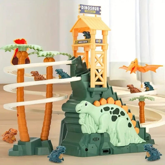 Dinosaur Climbing Stairs Toy - Slide Track, Light & Music