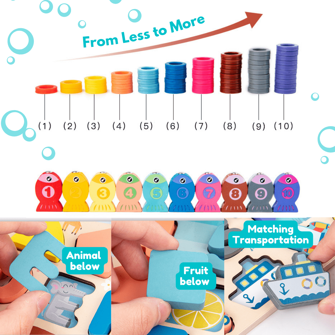 Wooden Number Alphabet Blocks Stacking Counting Educational Learning Toys