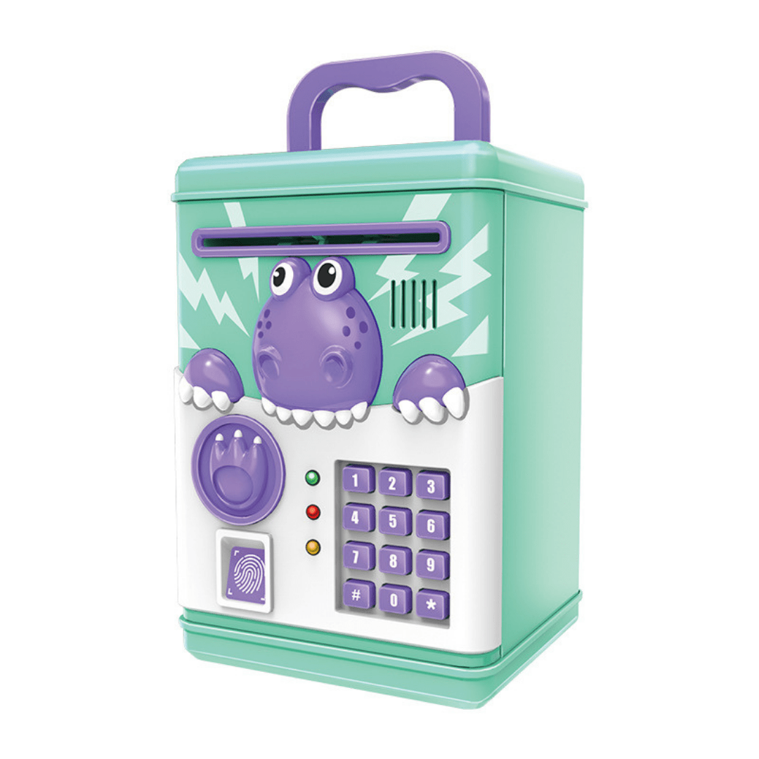 Electronic Dinosaur Piggy Bank Mini ATM Toys Saving Machine with Password and Fingerprint Unlocking