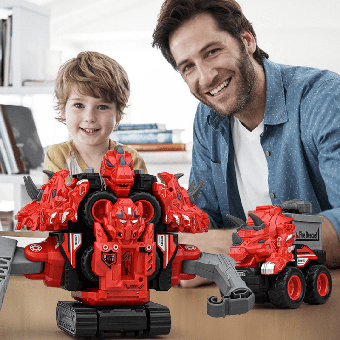 5 in 1 Dinosaur Engineering Truck Transform Robot Play Vehicles Toys Gift for Age 4-9