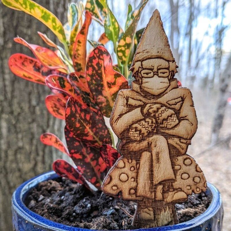 Bern in a fern 🍄Grumpy Bernie Gnome Plant / Garden Wood Stake