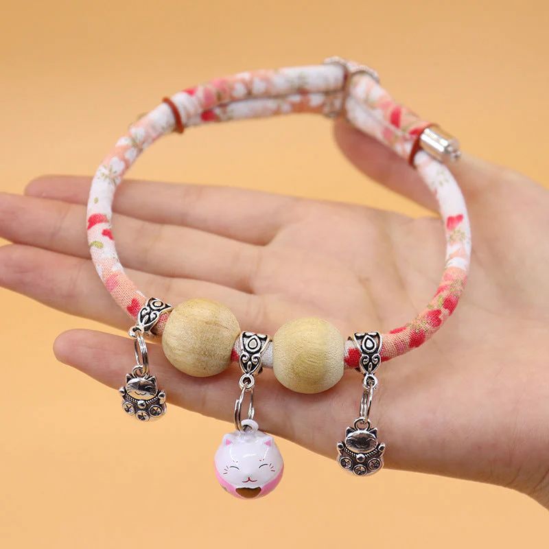 Lucky Kimono Cedar-Bead Pet Collar