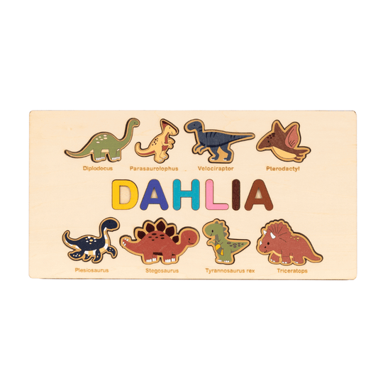 Personalized Name Alphabet Wooden Puzzle Dinosaur Number Jigsaw Gift Toy