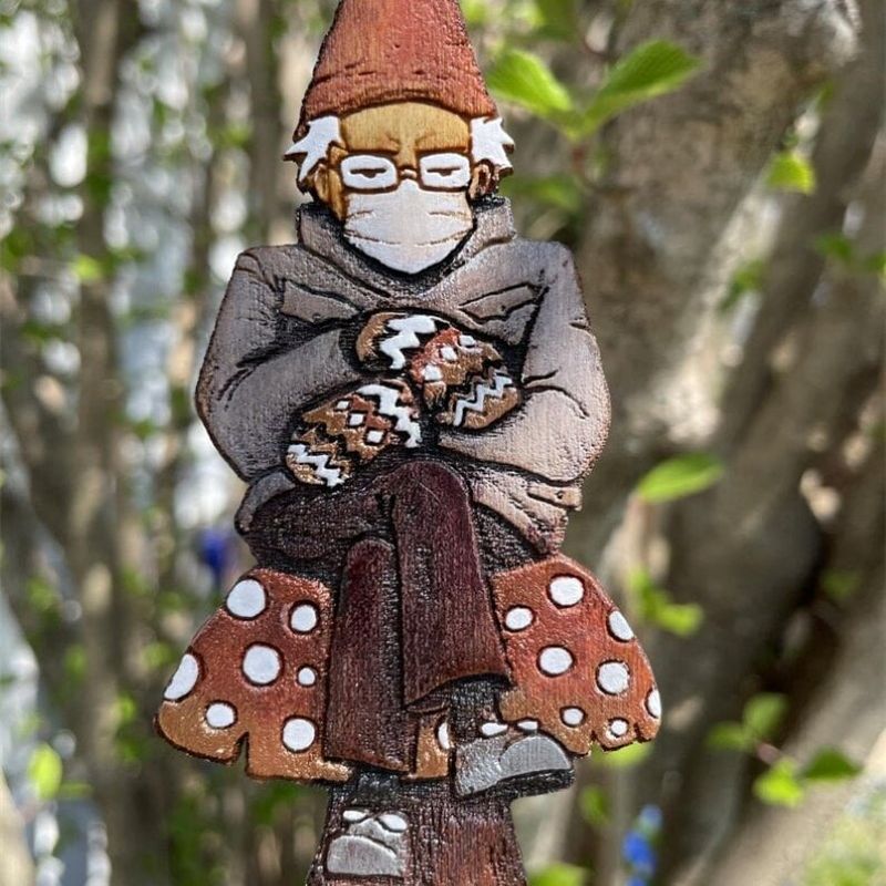 Bern in a fern 🍄Grumpy Bernie Gnome Plant / Garden Wood Stake