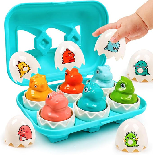 Dinosaur Eggs Matching Sensory Fine Motor Skill Training Toy for Toddler 1-3 Years Old