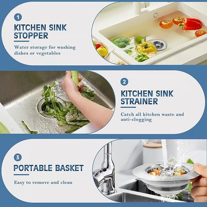 Upgraded 3 in 1 Kitchen Sink Drain Strainer