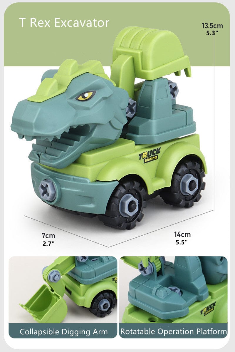 Inertial Take Apart Construction Dinosaur Truck Car T Rex Triceratops Excavator Toy for Kids