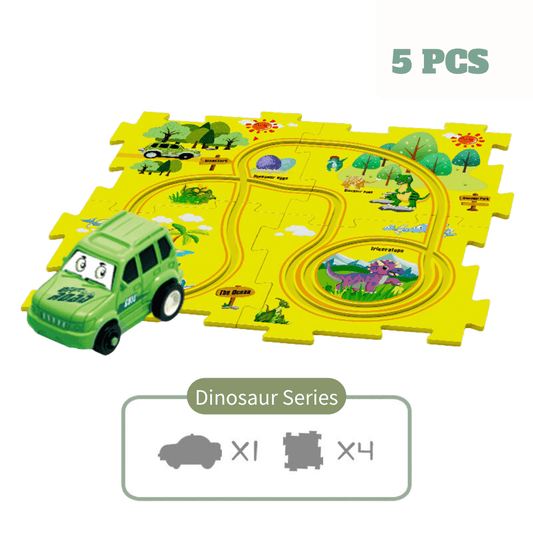 DIY Jigsaw Puzzle wtih Automatic Track Car Scene Toy for 3-7 Year Old Child